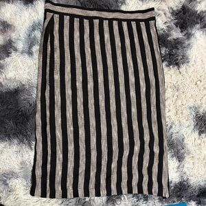 Lou & Grey Black and Cream Striped Pencil Skirt